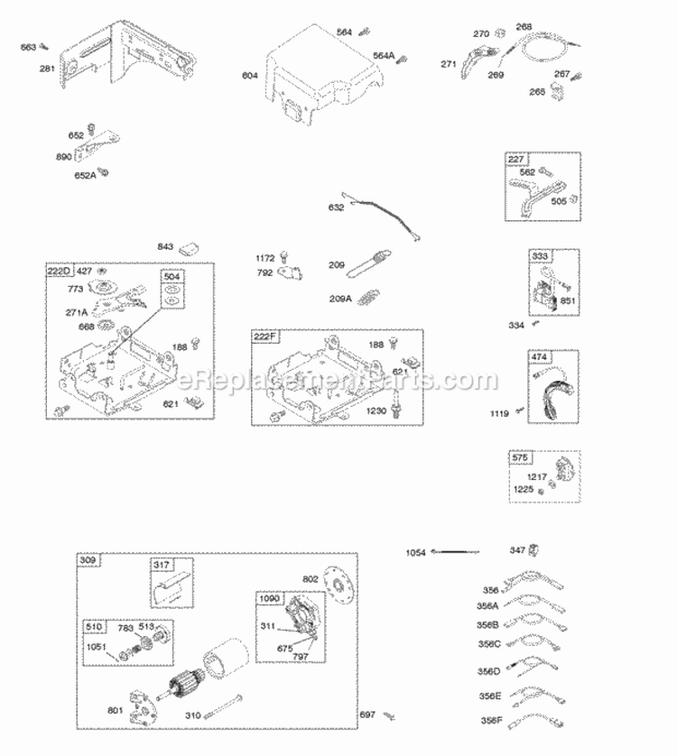 Electric Starter Governor Springs Ignition Diagram and Parts List for  Briggs and Stratton Engine